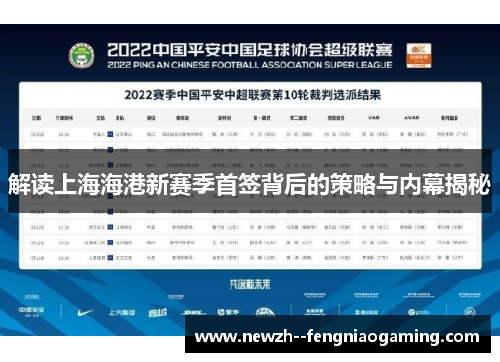 解读上海海港新赛季首签背后的策略与内幕揭秘