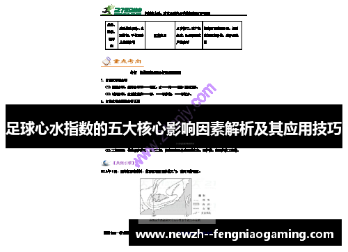 足球心水指数的五大核心影响因素解析及其应用技巧 足球心水指数的五大核心影响因素解析及其应用技巧
